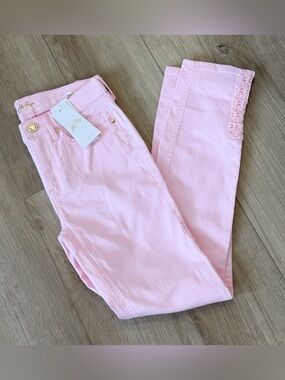 NEW LILLY PULITZER 29" south ocean high-rise skinny pant in pink muse size 2